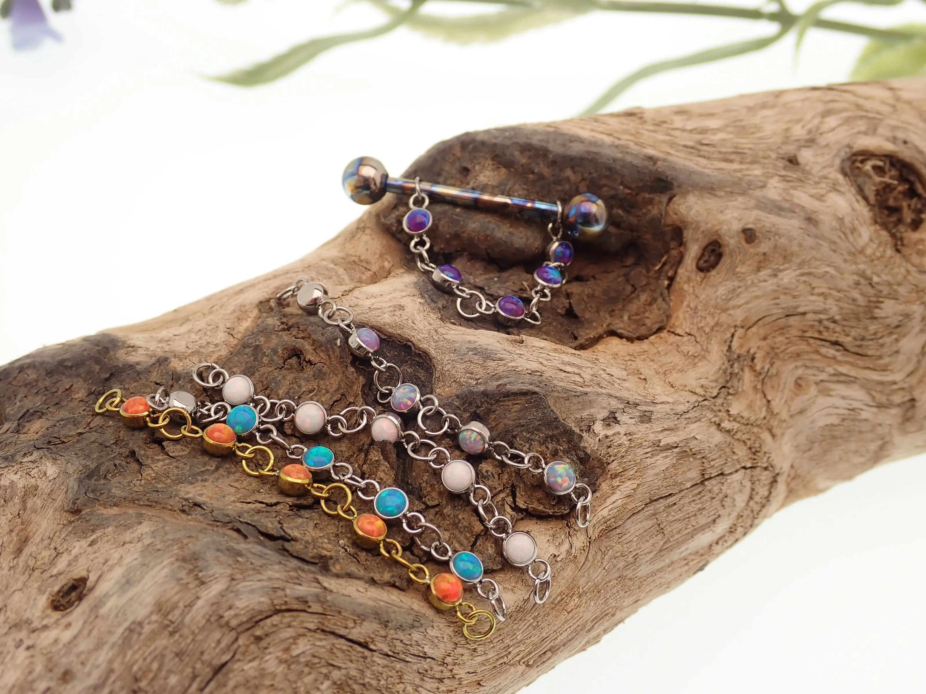 Titanium Opal Piercing add on Chain