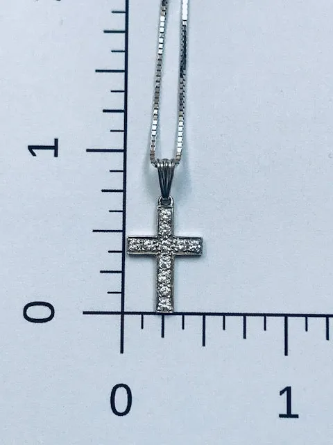 Traditional Diamond Cross in 14k White Gold