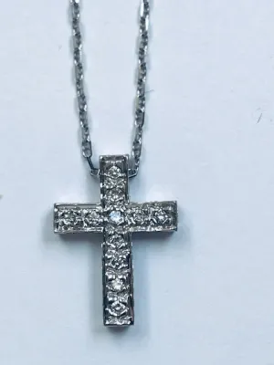 Traditional Diamond Cross in 14k White Gold