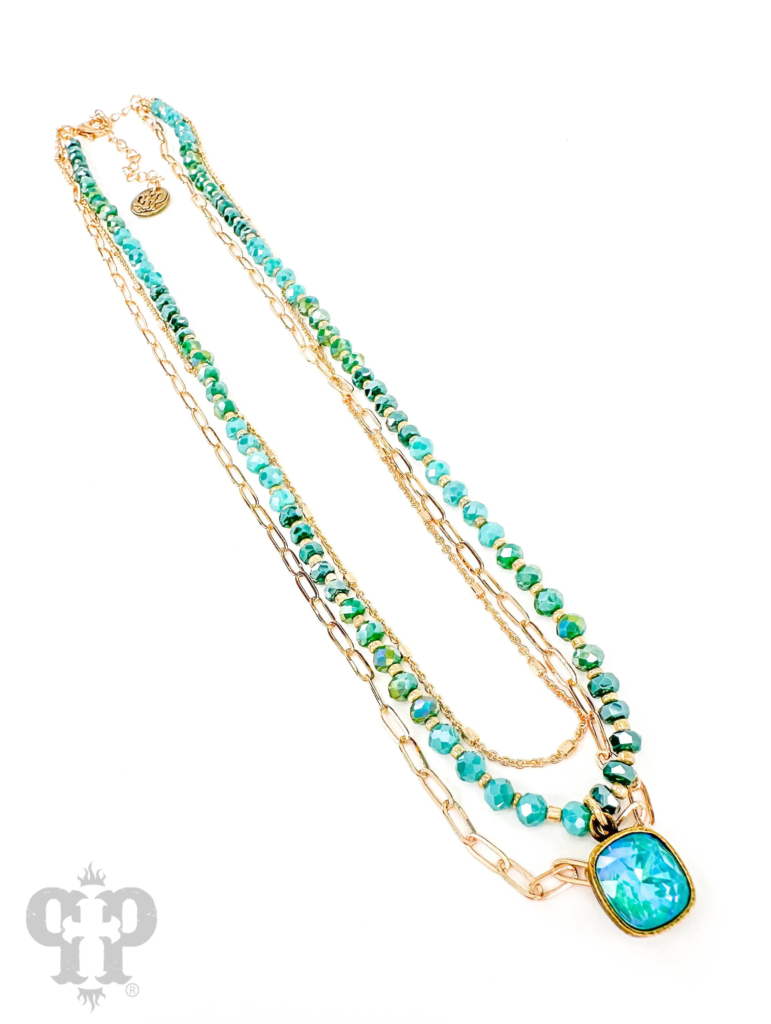 Triple strand necklace with drop: AB