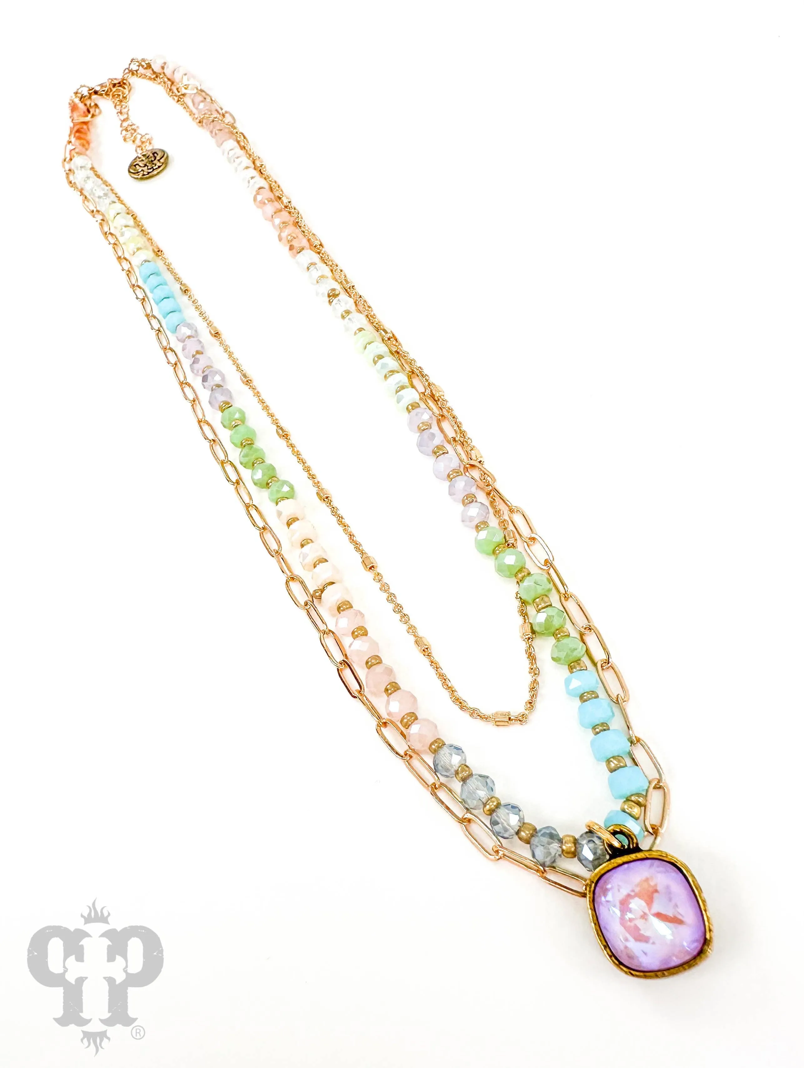 Triple strand necklace with drop: AB