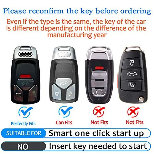 Tukellen for Audi Key Fob Cover Genuine Leather with Keychain,Leather Key Case Protector Compatible Audi A4 Q7 Q5 TT A3 A6 SQ5 R8 S5 Smart Key-Green
