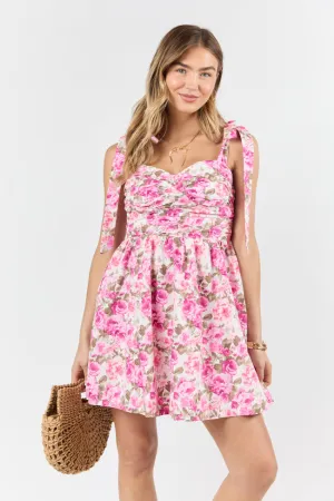 Up To Something Mulberry Tie Shoulder Vintage Floral Dress
