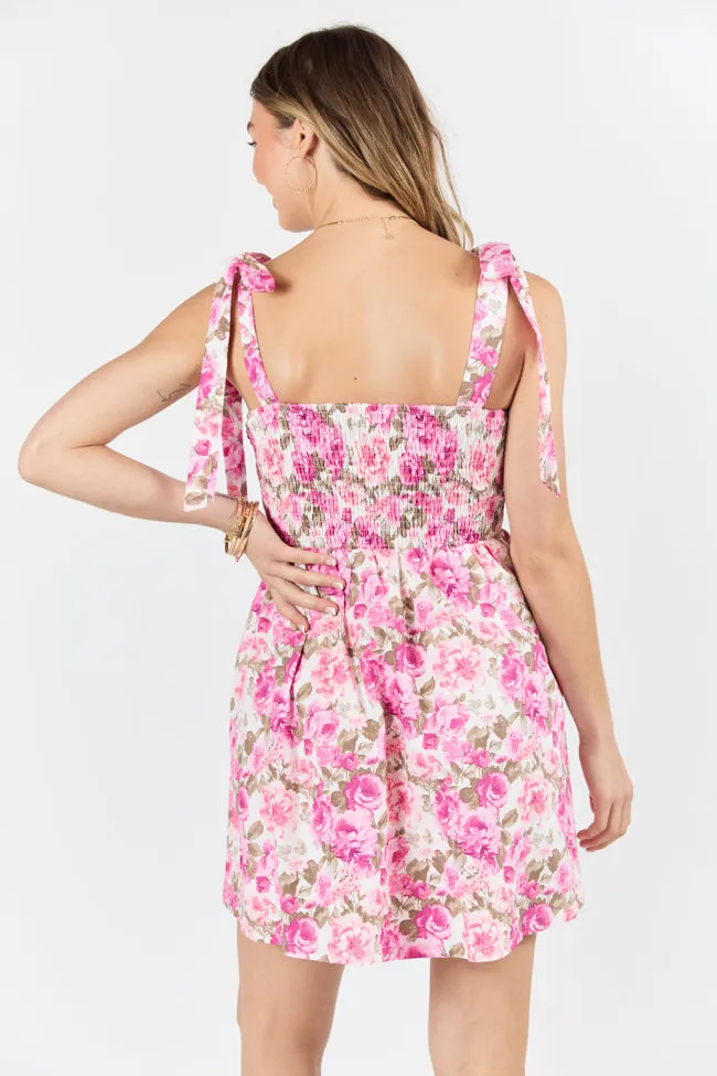 Up To Something Mulberry Tie Shoulder Vintage Floral Dress