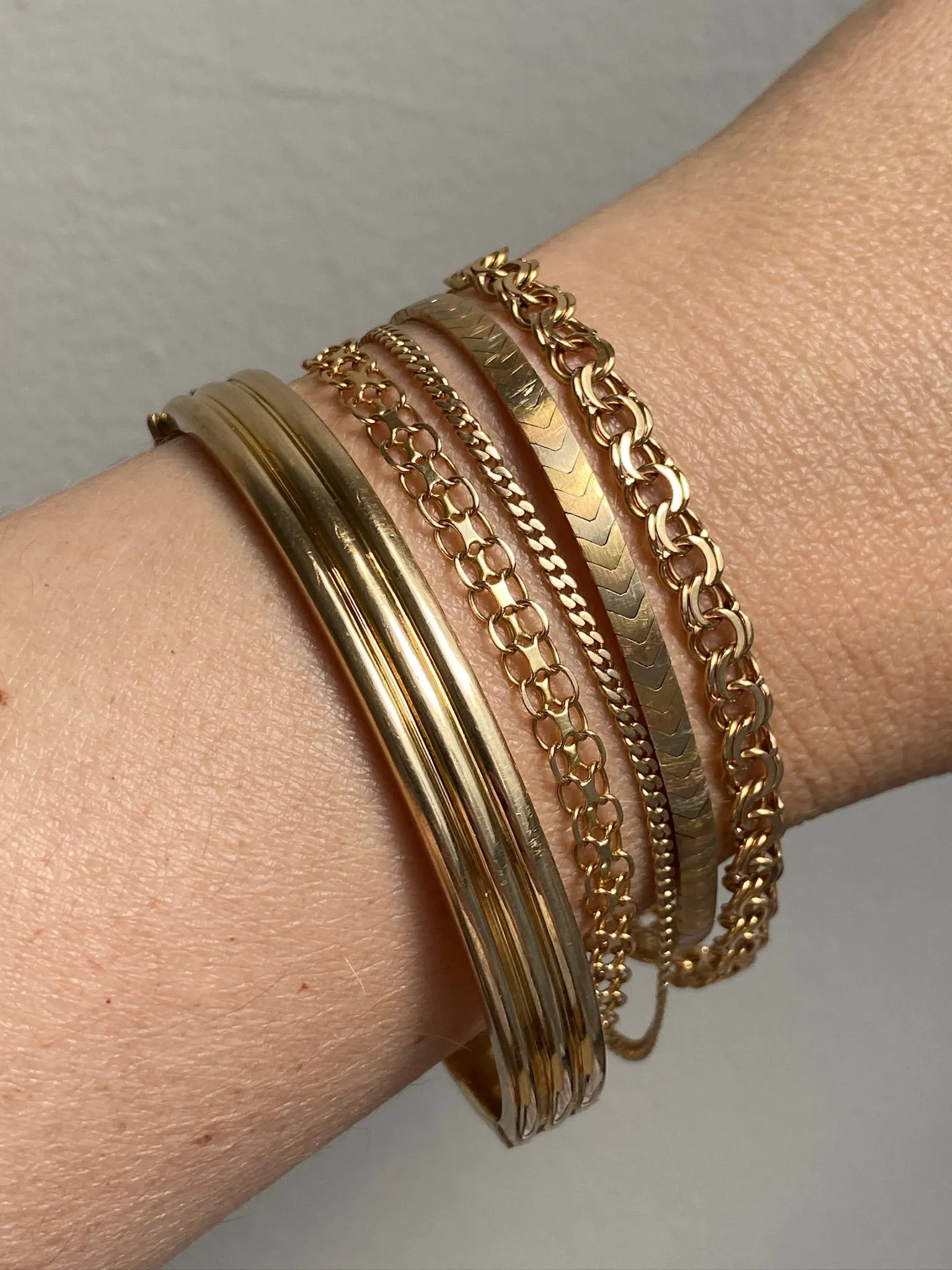 Vintage 18k gold curb bracelet - 7.5 inch length