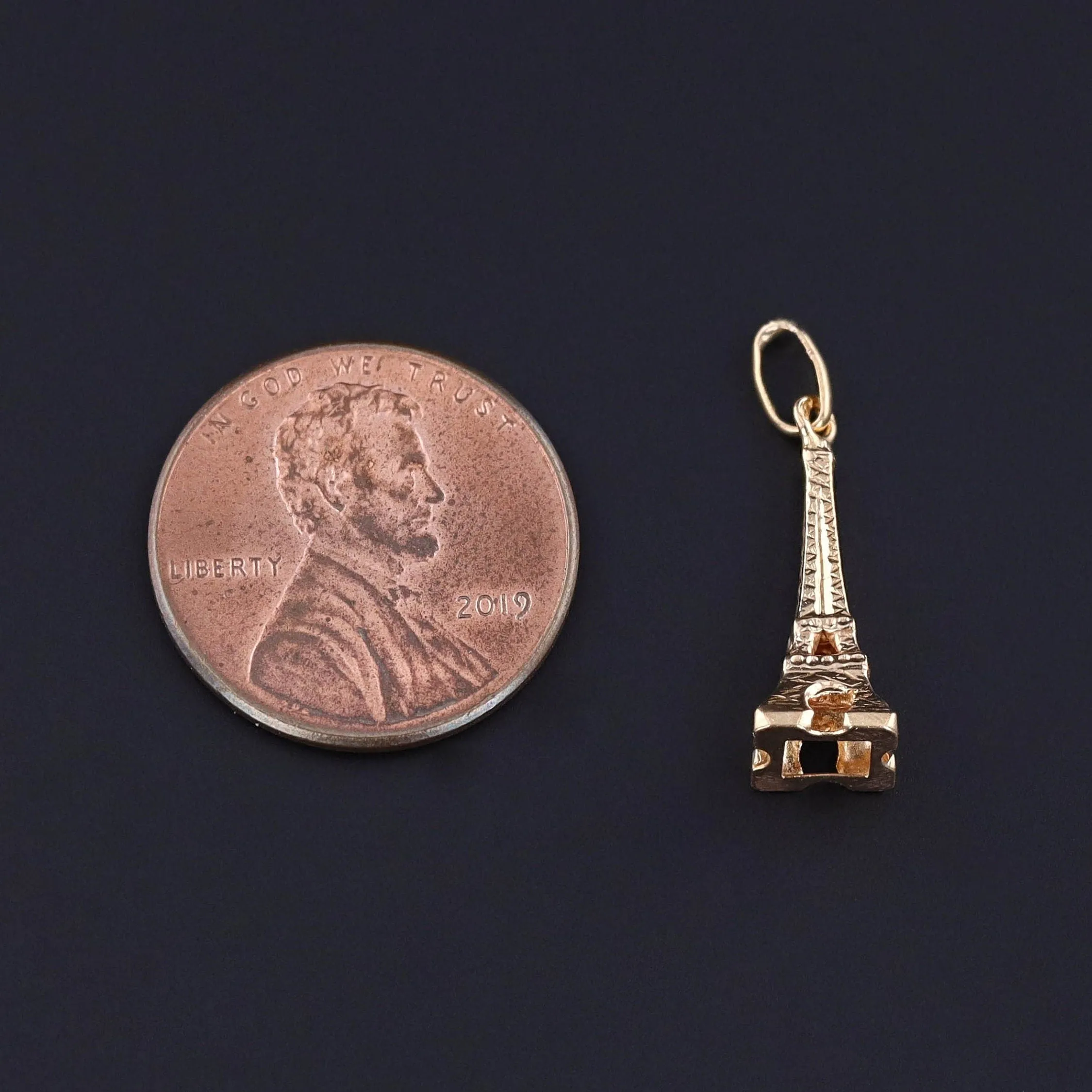 Vintage Eiffel Tower Charm of 18k Gold
