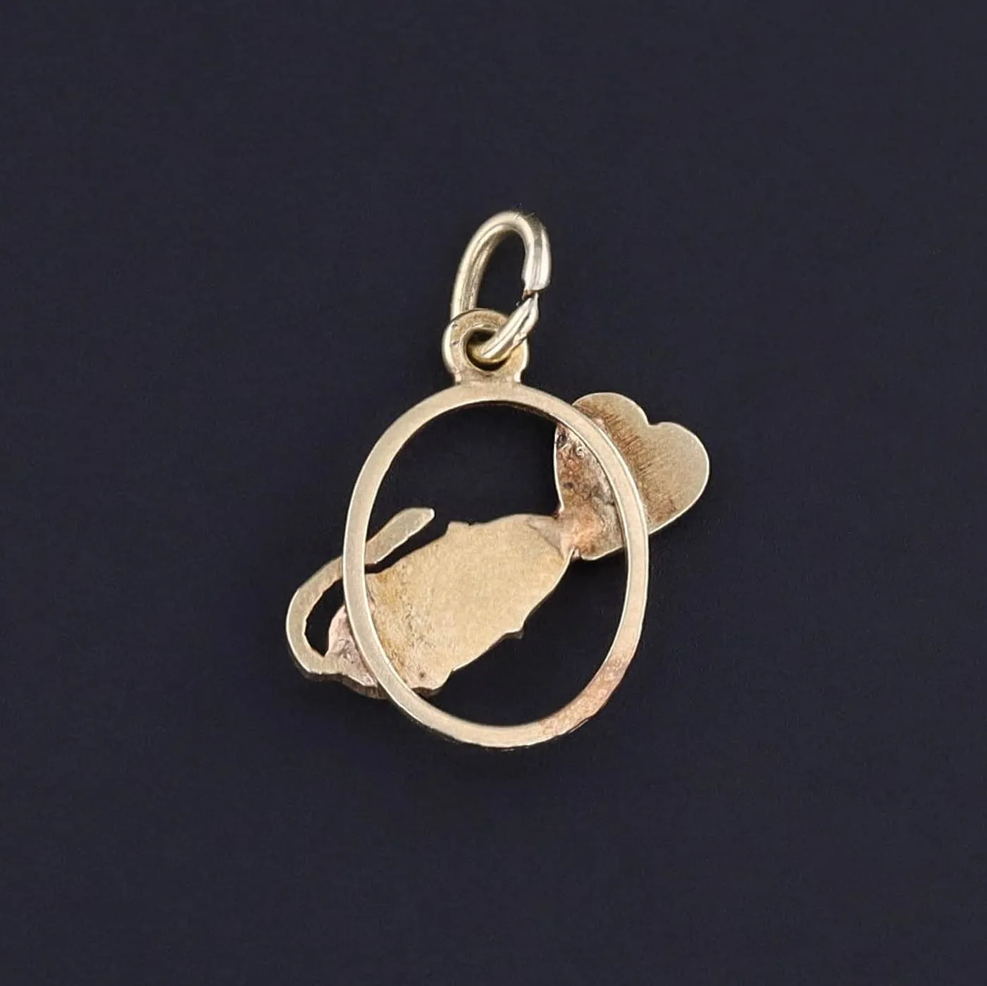 Vintage Enamel Mouse Charm of 14k Gold