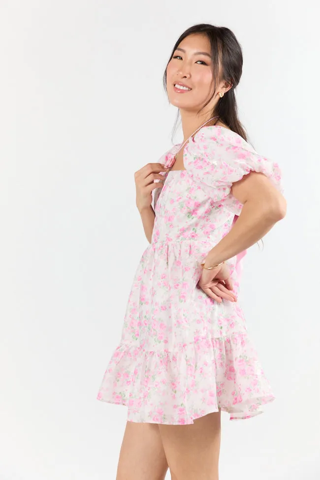 Vintage Floral Ideas Pink Mini Dress
