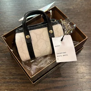 Vintage: Gucci White Leather Micro Duffle Change Purse Keychain