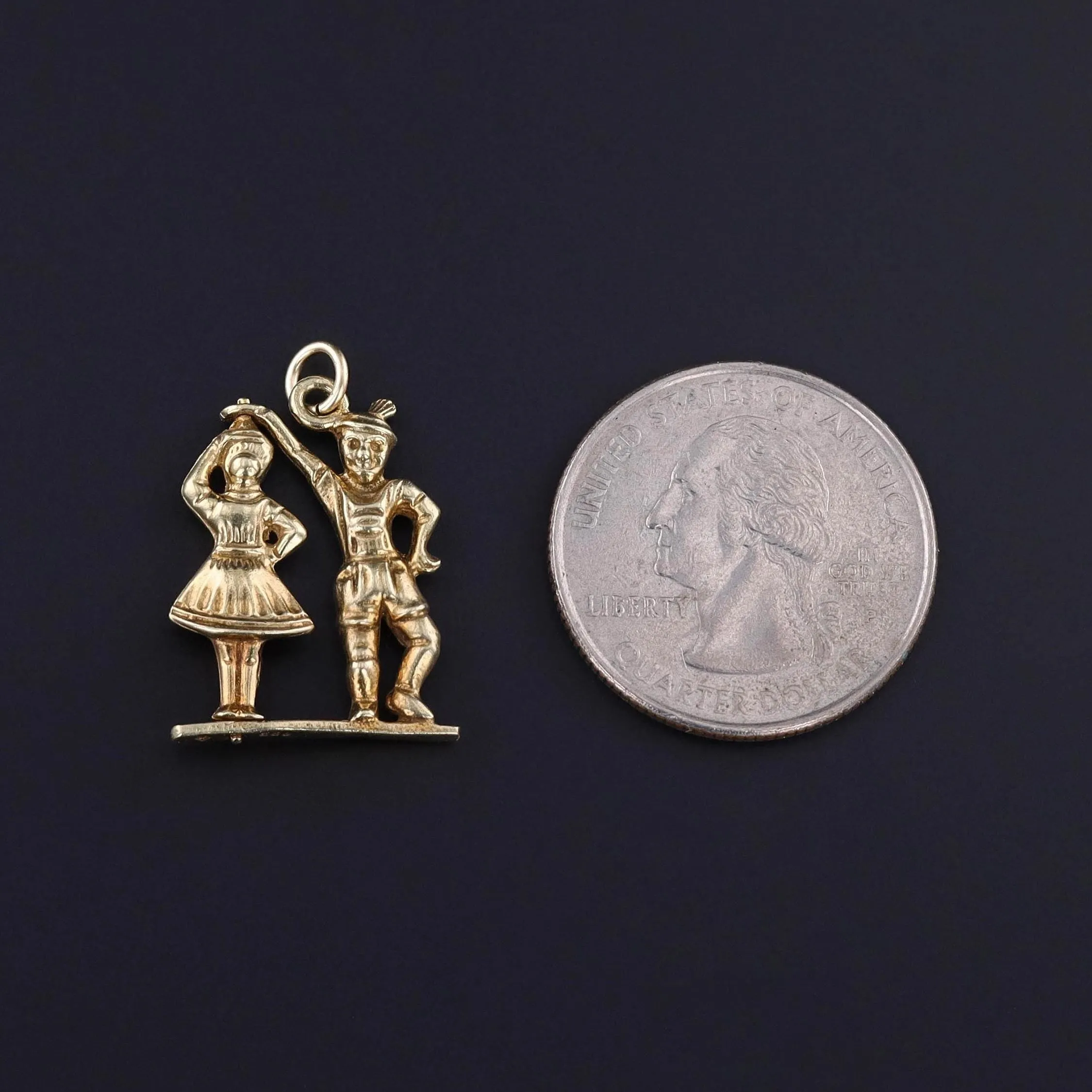 Vintage Moveable Dancers Pendant of 14k Gold