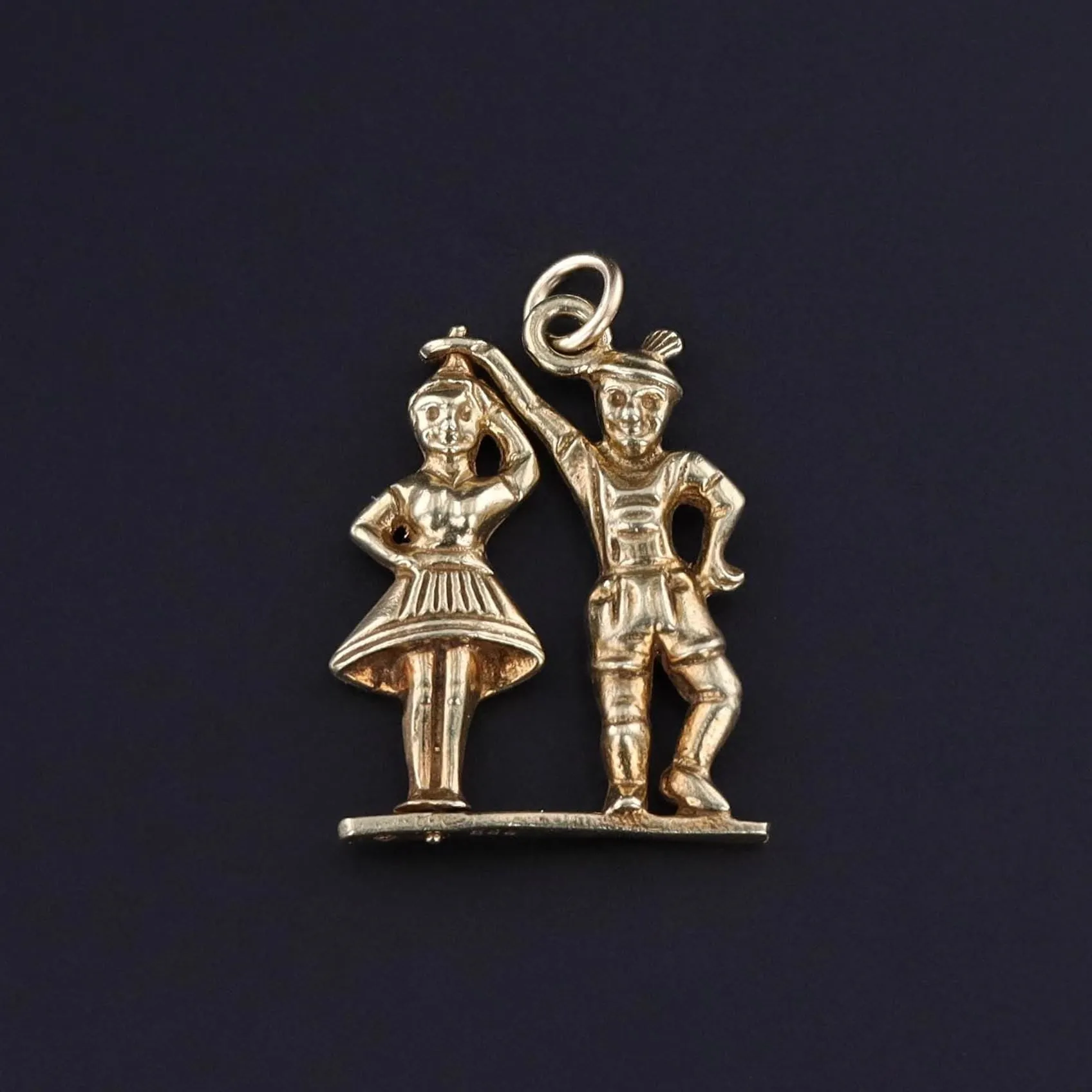 Vintage Moveable Dancers Pendant of 14k Gold