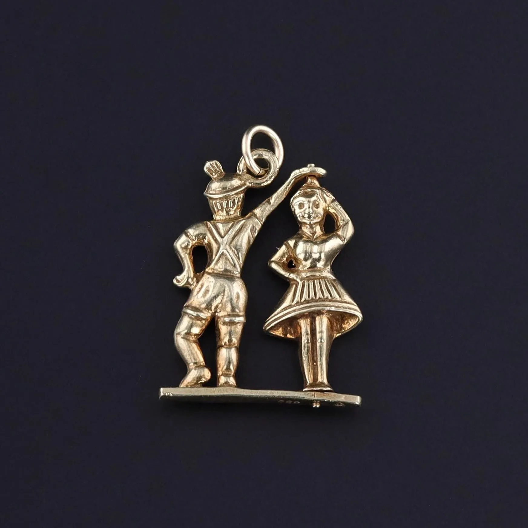 Vintage Moveable Dancers Pendant of 14k Gold