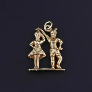 Vintage Moveable Dancers Pendant of 14k Gold