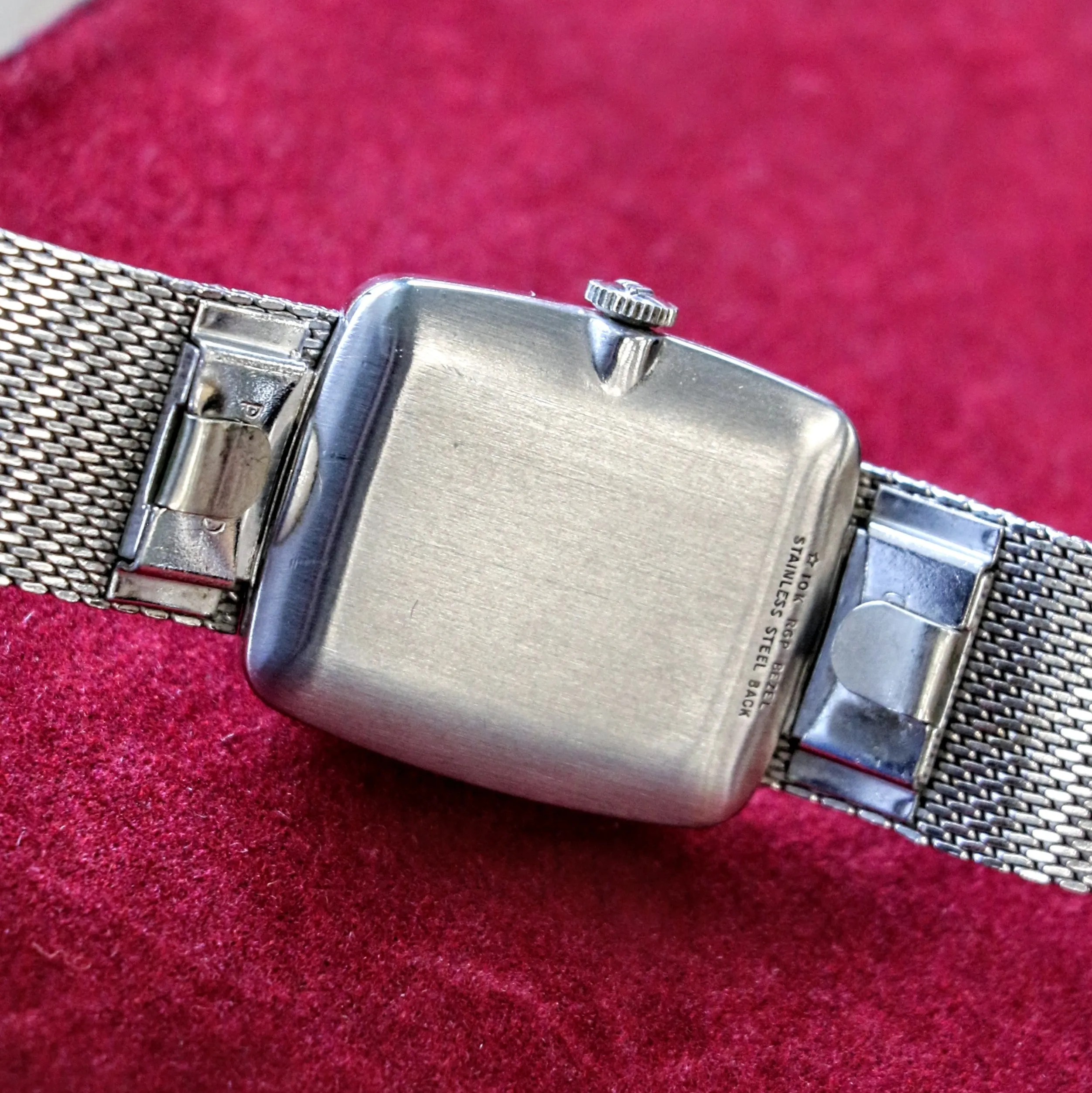 Vintage WITTNAUER Watch Cushion Case & Original Mesh Bracelet Swiss Made Wristwatch