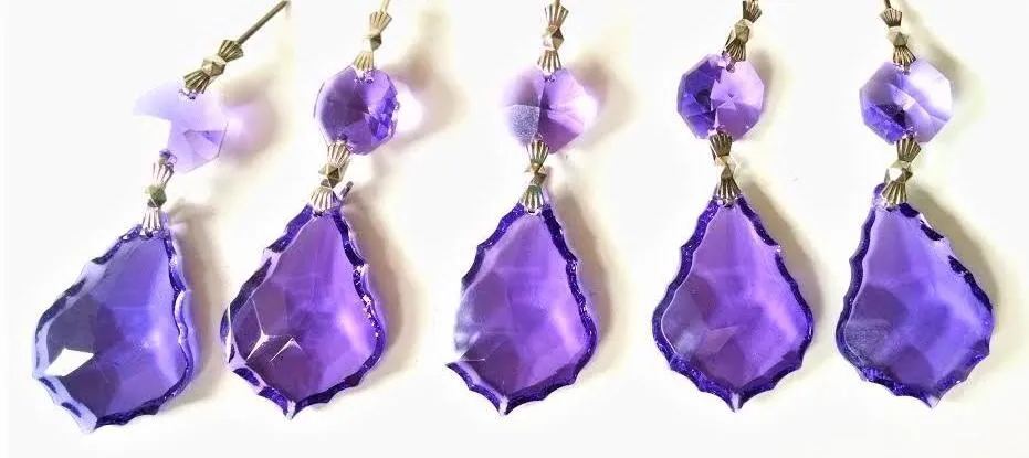 Violet French Cut Chandelier Crystals Pack of 5 Ornaments