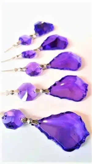 Violet French Cut Chandelier Crystals Pack of 5 Ornaments