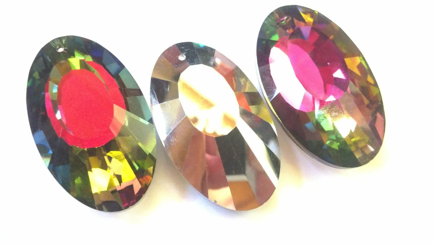 Vitrail Rainbow Oval Chandelier Crystals, Multicolor 50mm Pack of 3