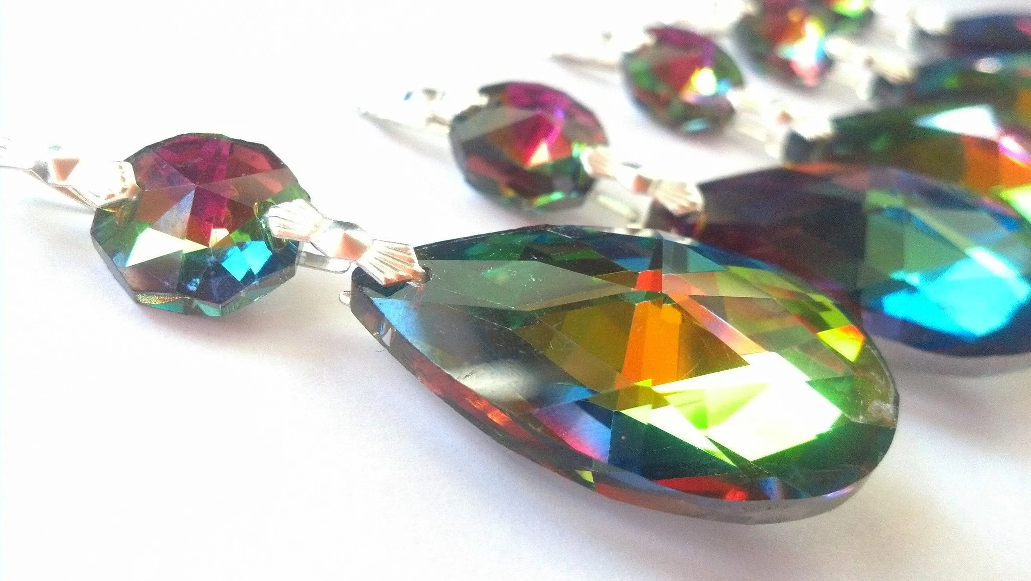Vitrail Rainbow Teardrop Chandelier Crystals Ornaments, Pack of 5