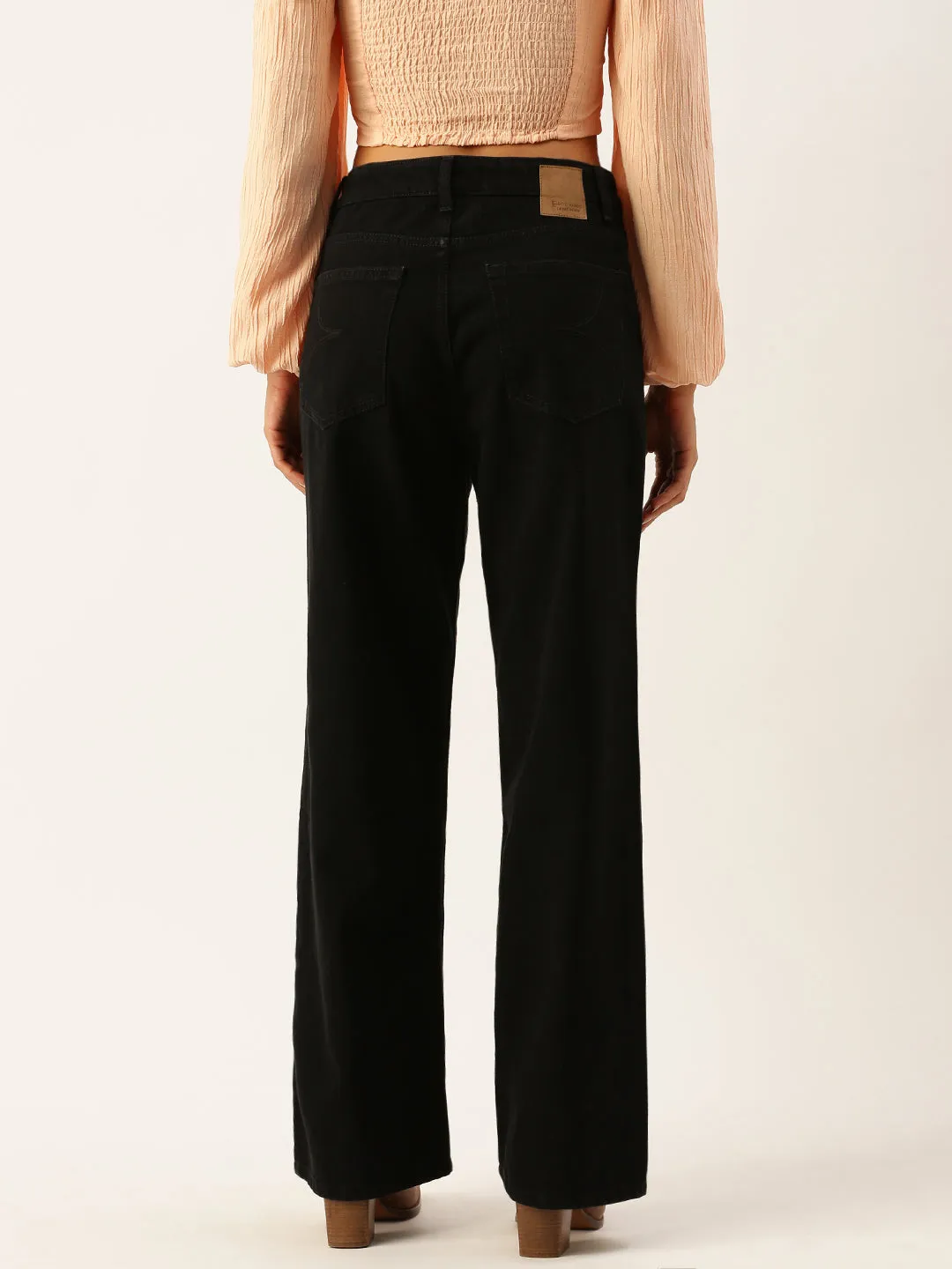 Women Black Relaxed Fit Solid Jeans