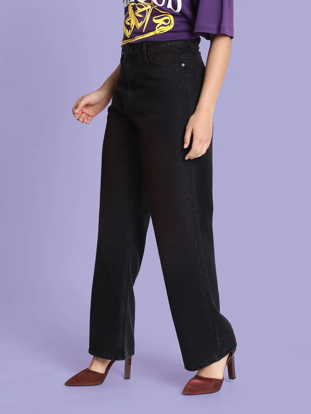 Women Relax Fit Rust Tinted Jeans