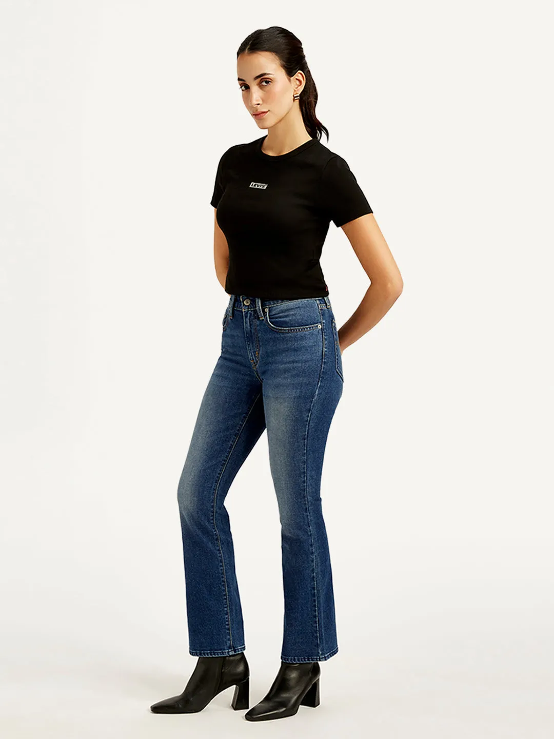 Women's 725 Blue Slim Bootcut Fit High Rise Jeans