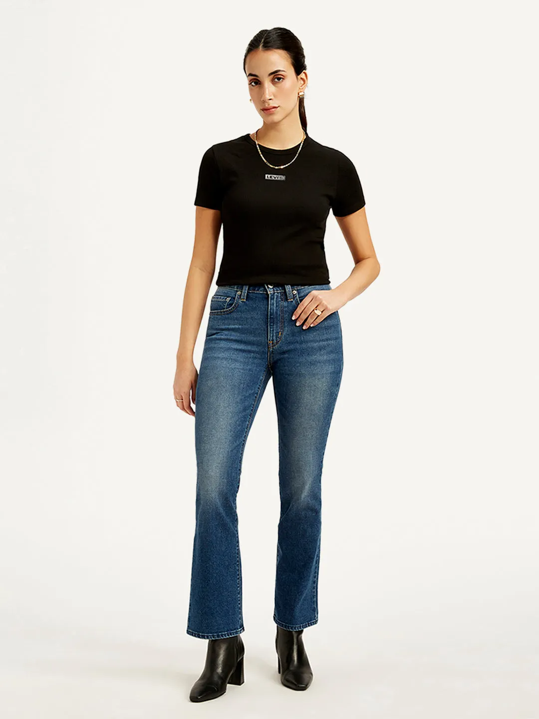 Women's 725 Blue Slim Bootcut Fit High Rise Jeans