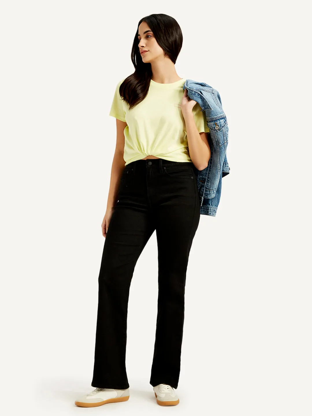 Women's Black Bootcut Fit Mid Rise Jeans