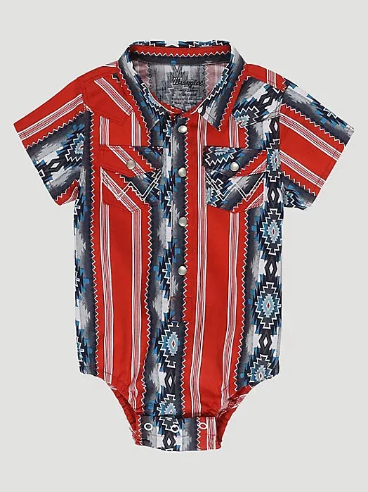 Wrangler Baby Boy Checotah Body Suit In Cherry Pie Red