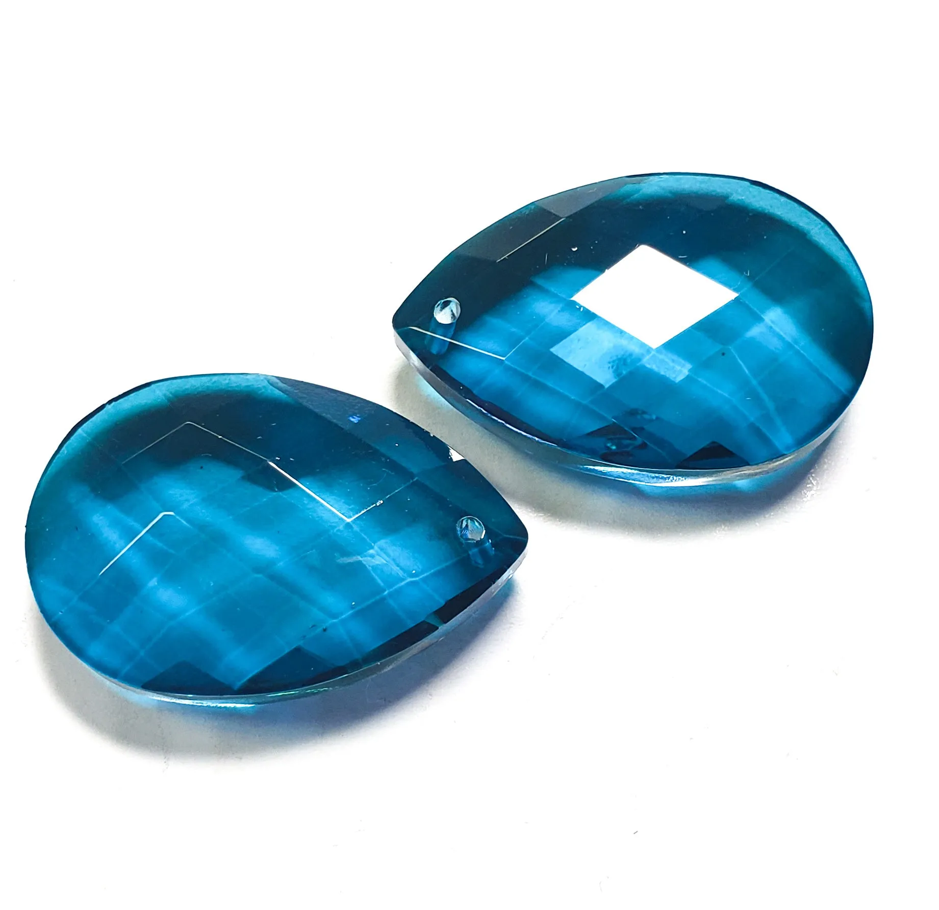 Zircon Blue Diamond Cut Teardrop Chandelier Crystals, Pack of 5