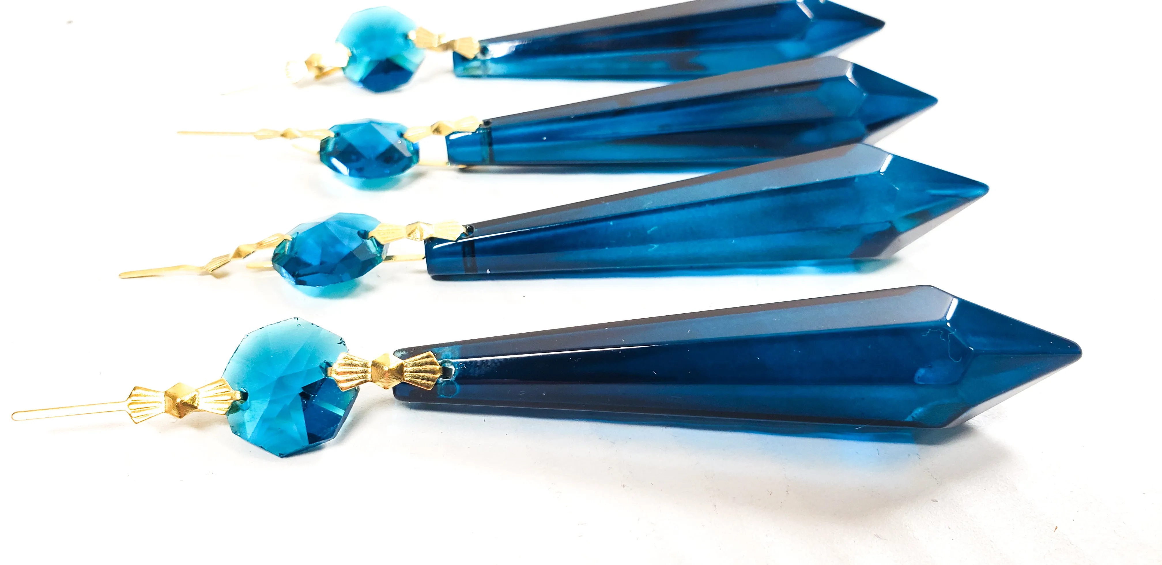 Zircon Blue Icicle Ornament Chandelier Crystals, Pack of 5 Pendants