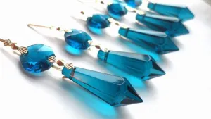 Zircon Blue Icicle Ornament Chandelier Crystals, Pack of 5 Pendants